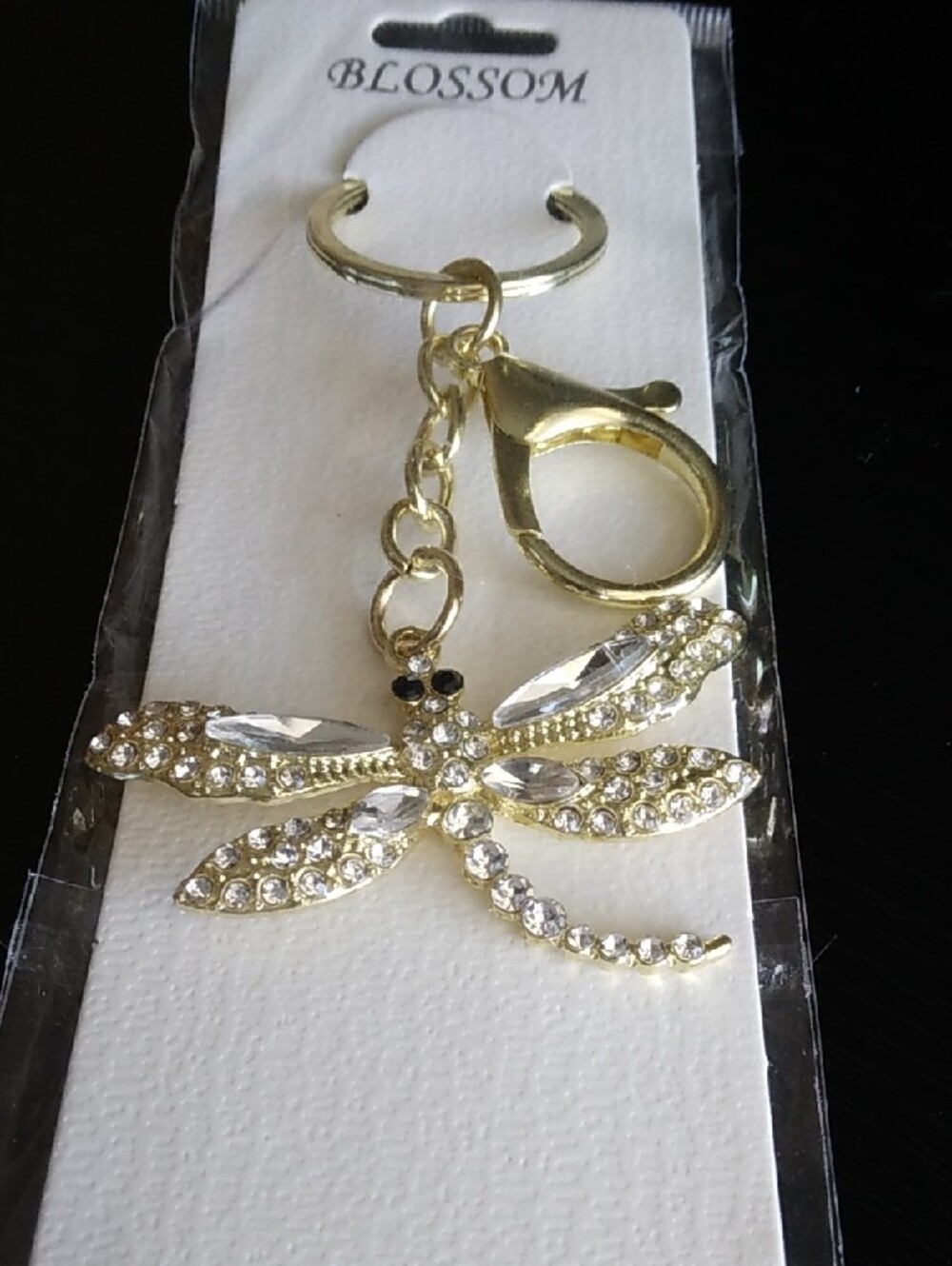 Blossom Gold Dragonfly Keychain Purse Charm